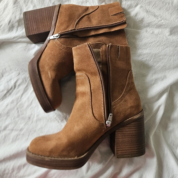 Brown Suede Ankle Boots - Picture 2 of 5